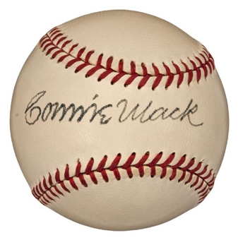 Stunning Connie Mack Single-Signed American League Baseball (PSA/DNA 7.5 Overall With Nr. Mint- Mint 8 Signature)
